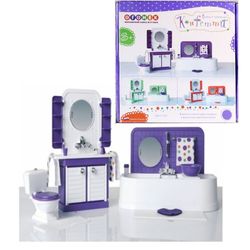 Мебель для кукол  "Ванная комната Конфетти" завод игрушек Огонек 1333 фиолетовая