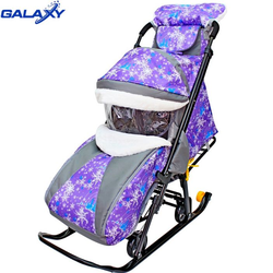 Санки-коляска Snow Galaxy Luxe Елки на фиолетовом