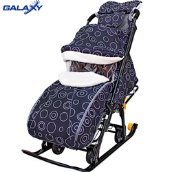 Санки-коляска Snow Galaxy Luxe Круги на черном