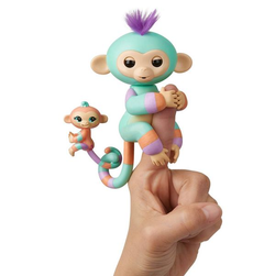 Интерактивная обезьянка с малышом Fingerlings Baby Monkey Mini BFFs - Danny & Gianna (Turquoise-Orange)